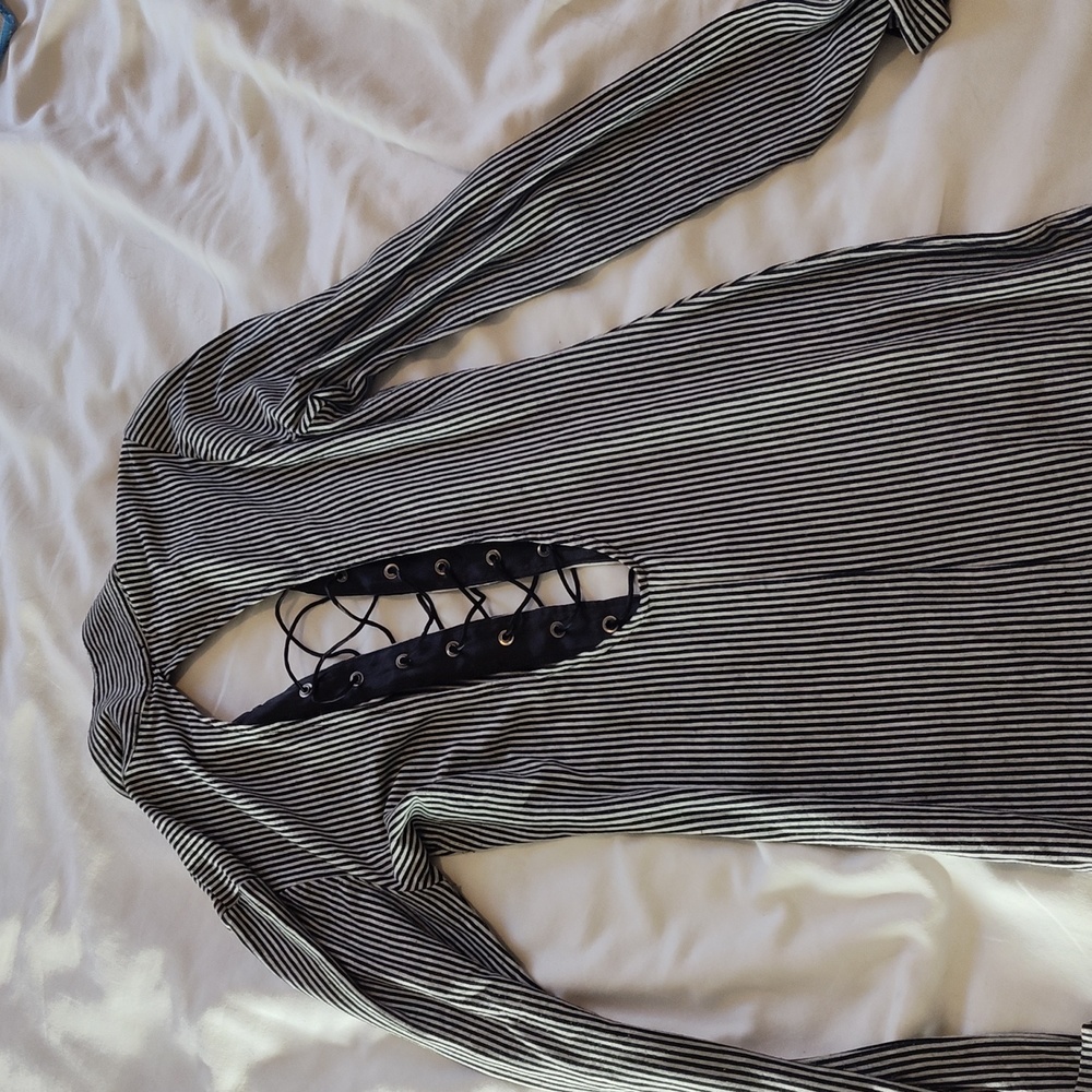 Long top with open back and front